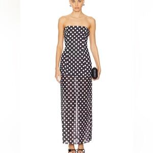 Black and White Polka Dot Strapless Dress SNDYS REVOLVE